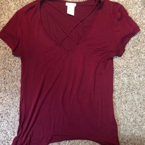 Maroon criss cross top